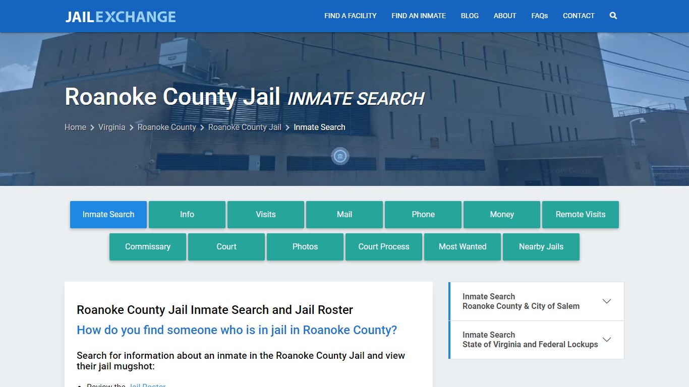 Inmate Search: Roster & Mugshots - Roanoke County Jail, VA - Jail Exchange
