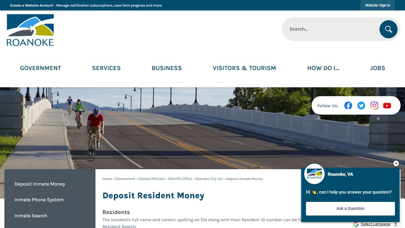 Deposit Resident Money | Roanoke, VA